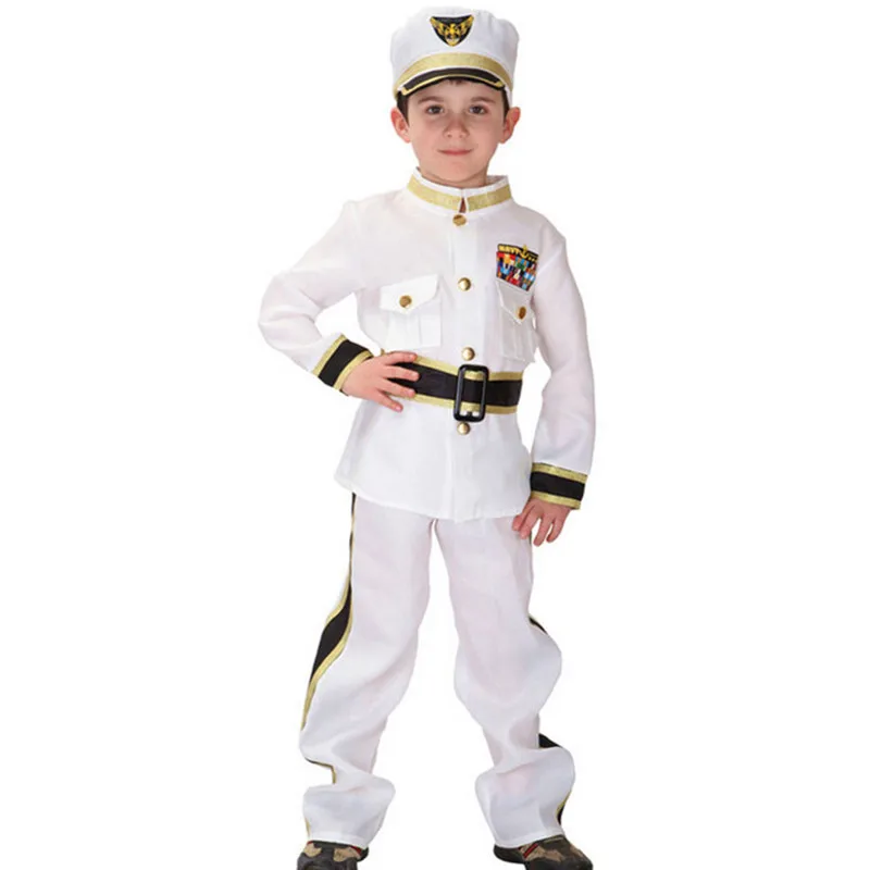 Ropa de Cosplay marina para niños, disfraz de policía, piloto de la Fuerza Aérea, Carnaval, Pascua, Halloween