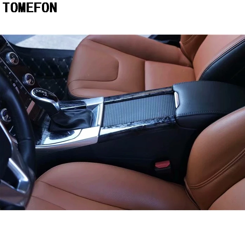 TOMEFON For Volvo S60 2014 to 2018 ABS Black Wood Paint Interior Door Panel Front AC Vent Middle Armrest Box Rear Trim Styling