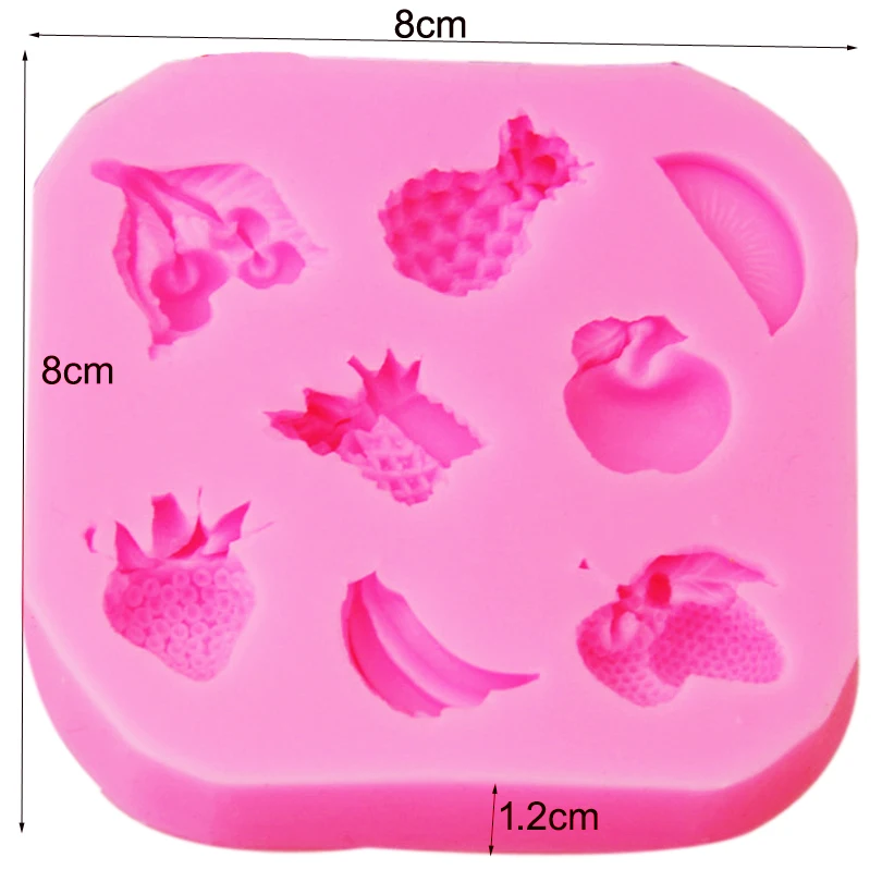 M279 Pineapple Banana Strawberry Cherry Apple Kiwi Fruit Chocolate Cake Decorating Tools DIY Fondant Silicone Mold