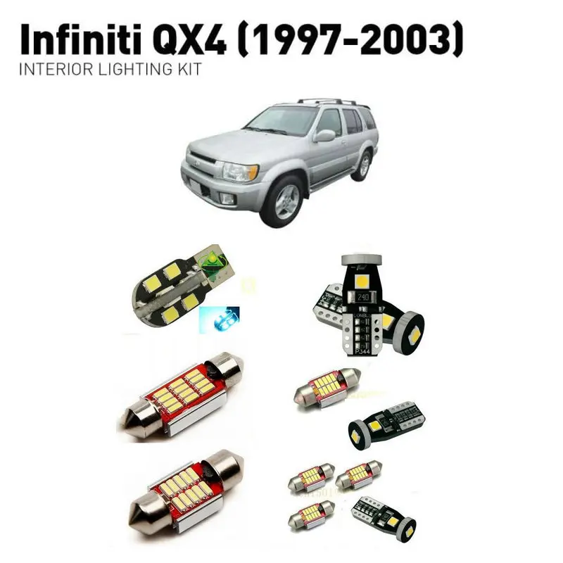 

Светодиодные внутренние фары для Infiniti qx4 1997-2003, 11 шт., светодиодные фары для автомобилей, комплект освещения, автомобильные лампы Canbus