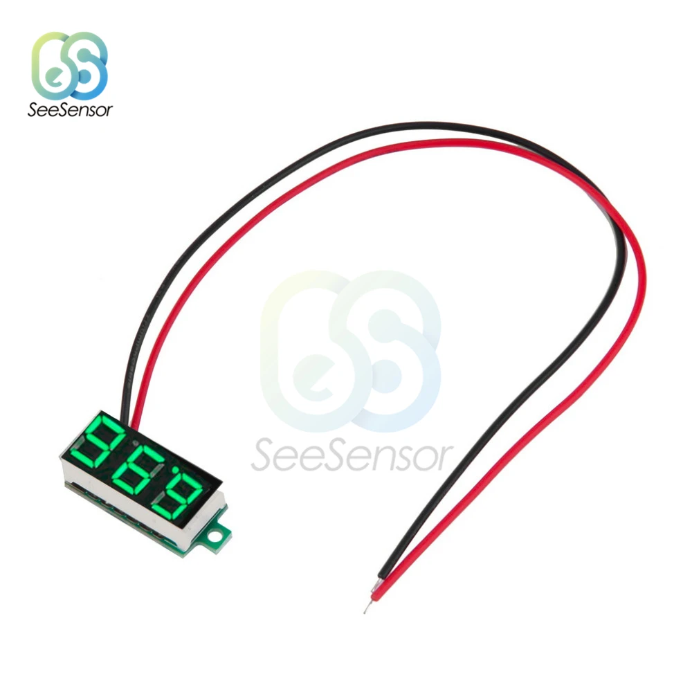 Mini voltmetro digitale a LED da 0.36 pollici voltmetro 2 fili DC 4.7V 32V Display a 3 cifre pannello rosso/verde/blu/bianco