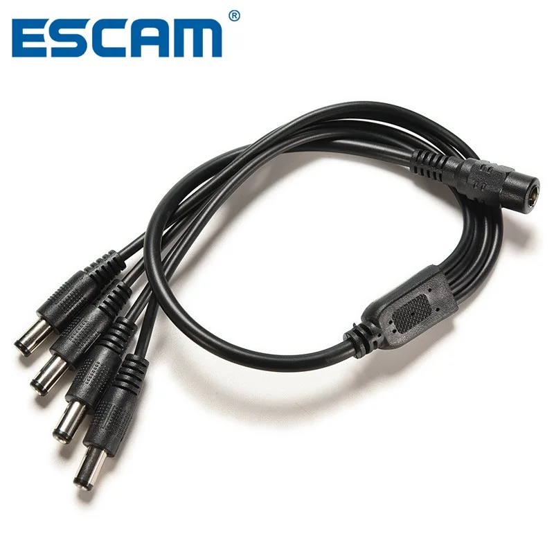 1PC DC 12V 1 Female to 4 Male CCTV Security Camera Power Supply Adapter Cable 2.1mm x 5.5mm Y Splitter Connector Cord