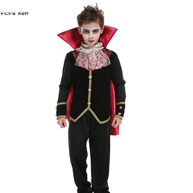 Kids Children Halloween Dracula Costumes Boys Vampire Scary Cosplay Carnival Purim Masked Ball Masquerade Horrible Party Dress