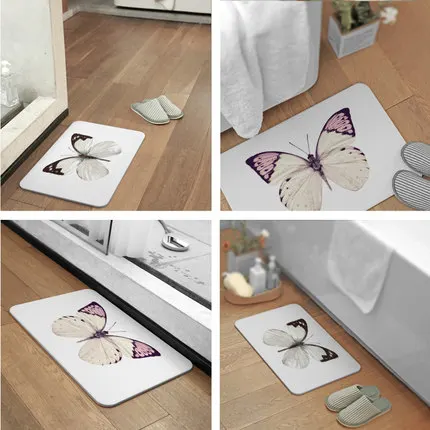 Fashionable Natural Diatom Mud Carpet, Absorbent Mats, Cute Butterfly Rug