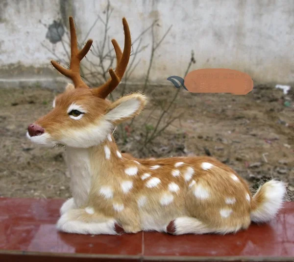 

large 52x23x45cm prone sika deer model polyethylene&furs deer handicraft prop,home decoration gift a1645