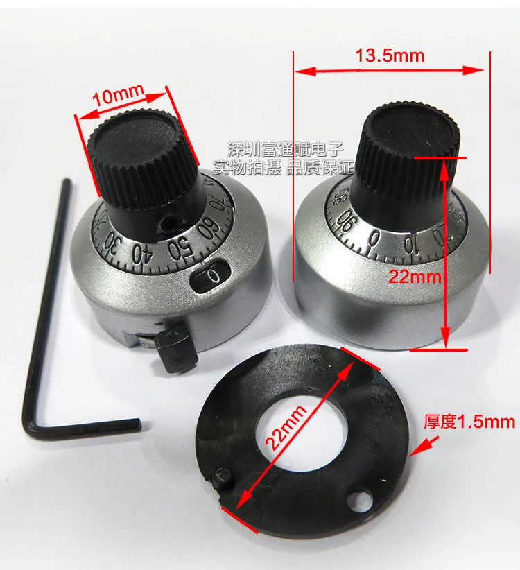 

Taiwan TOPVR calibration knob H-23-6A (for multi-loop potentiometers such as 3590S 534, etc. 6.4mm holes).