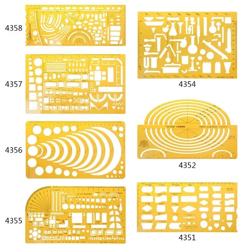 XRHYY-Plantilla de dibujo de símbolo de diagrama de flujo, herramienta de medición de plantilla de regla, Kit de Productos Escolares para