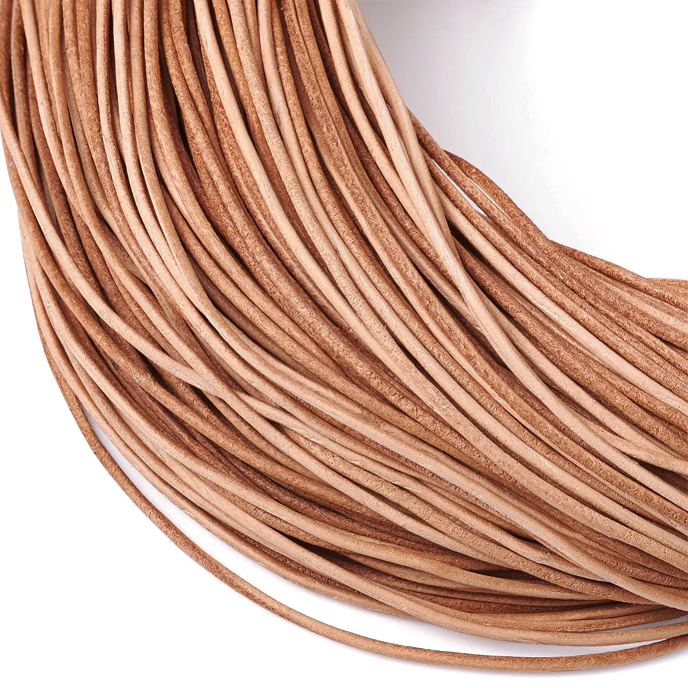 Pandahall 100m/Bundle 1mm 1.5mm 2mm Peru Cowhide Leather Cord Braided String for Jewelry Making Stringing Materials Wholesales