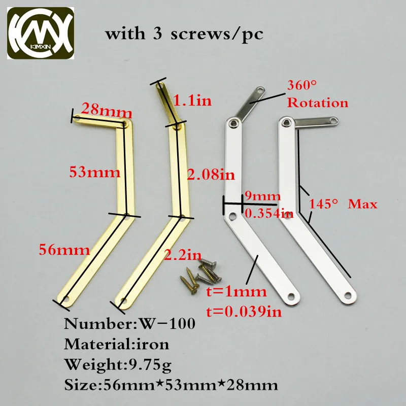 16pc 56mm*53mm folding furniture for adjustable angle hinge,Quality assurance collapsible sopprot  for wooden boxes KIMXIN W-151