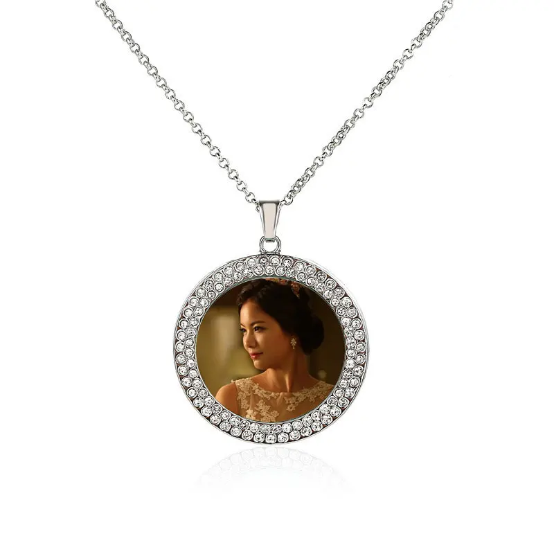 

sublimation blank necklaces pendants with drill high quality necklace pendant women hot transfer printing consumable 15pcs/lot