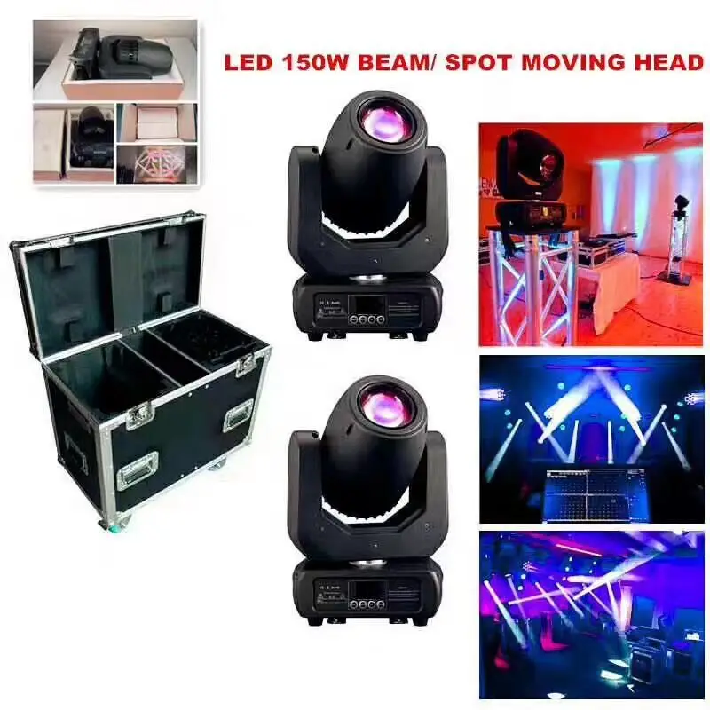 

2X Lot 150W LED Moving Head Spot Gobo Light With Powercon 7Colors+White Stage Moving Head Beam For Studio Event With Flight Case