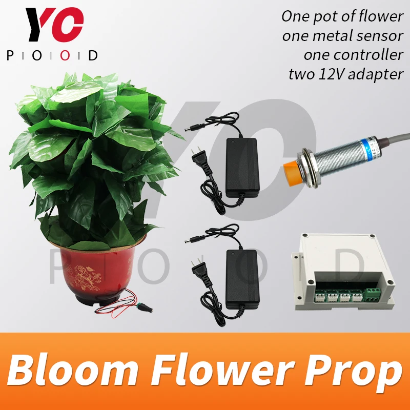 Blooming flower prop escape room game use metal object to touch sensor triggering flower blooming out to unlock supplier YOPOOD