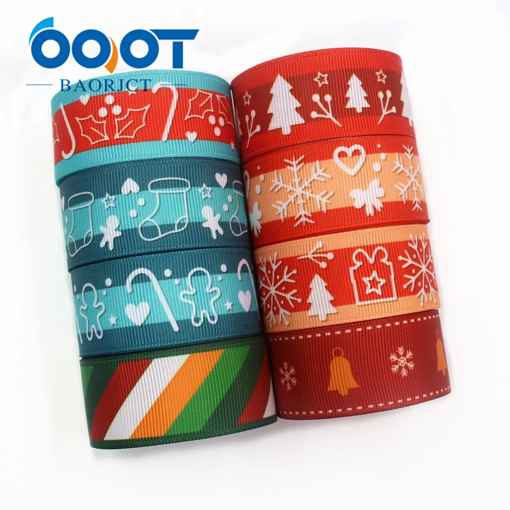 OOOT BAORJCT I-19713-12,25mm,10yards Christmas series Cartoon grosgrain ribbons,bow cap accessories and decorations,DIY material