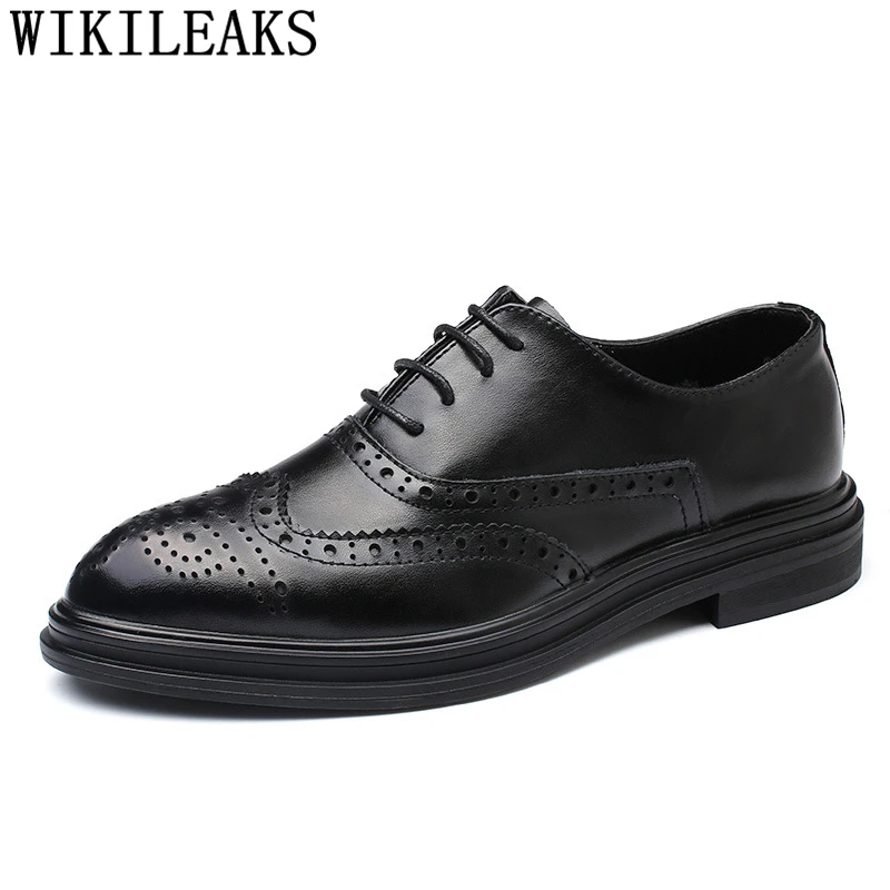 Mens Formal Shoes Genuine Leather Coiffeur Brogue Shoes Men Classic Luxury Italian Brand Wikileaks Shoes Men 2024 Zapatos Vestir