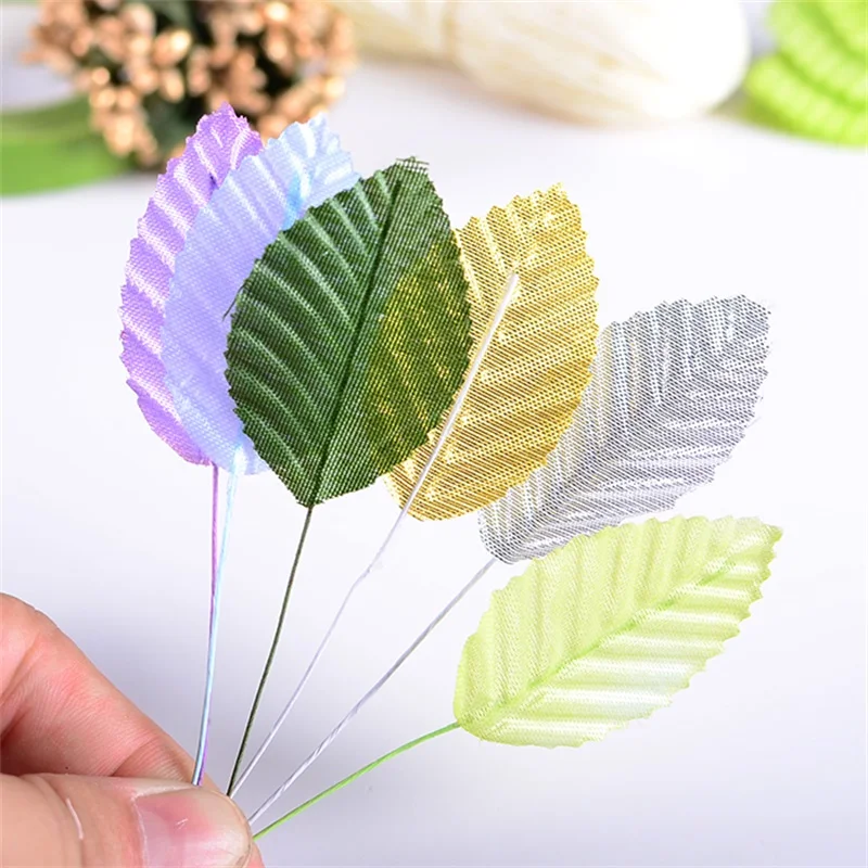 30pcs Silk Leaves Artificial Green Leaves Bouquet Wedding Party Decoration Fake Floral Accessories DIY scrapbooking