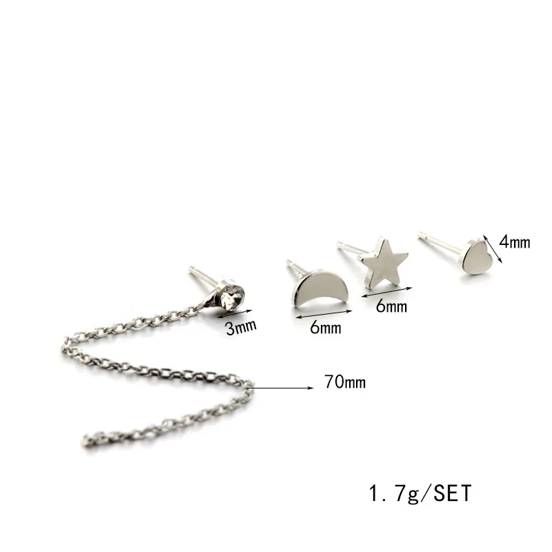 أقراط نسائية متعددة العناصر ، أقراط على شكل قلب خوخي ، نجوم ، قمر ، بيع بالجملة ، أزياء بانك ، مجموعة جديدة 2017