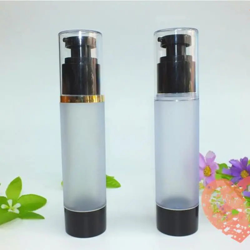 

50ml vacuum black bottle with black pump lid cosmetic lotion airless bottle with black pump F20171890