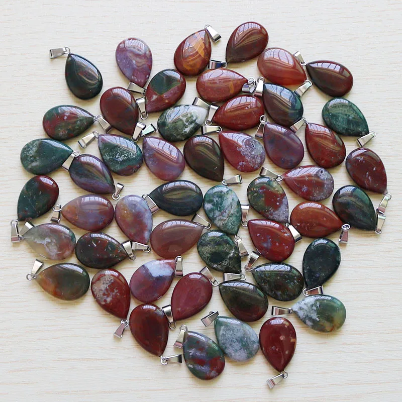 

20/30/50pcs Charms Natural Warter Drop Indian Agates Stone Teardrop Beads Healing Reiki Pendants For Jewelry Making Wholesale