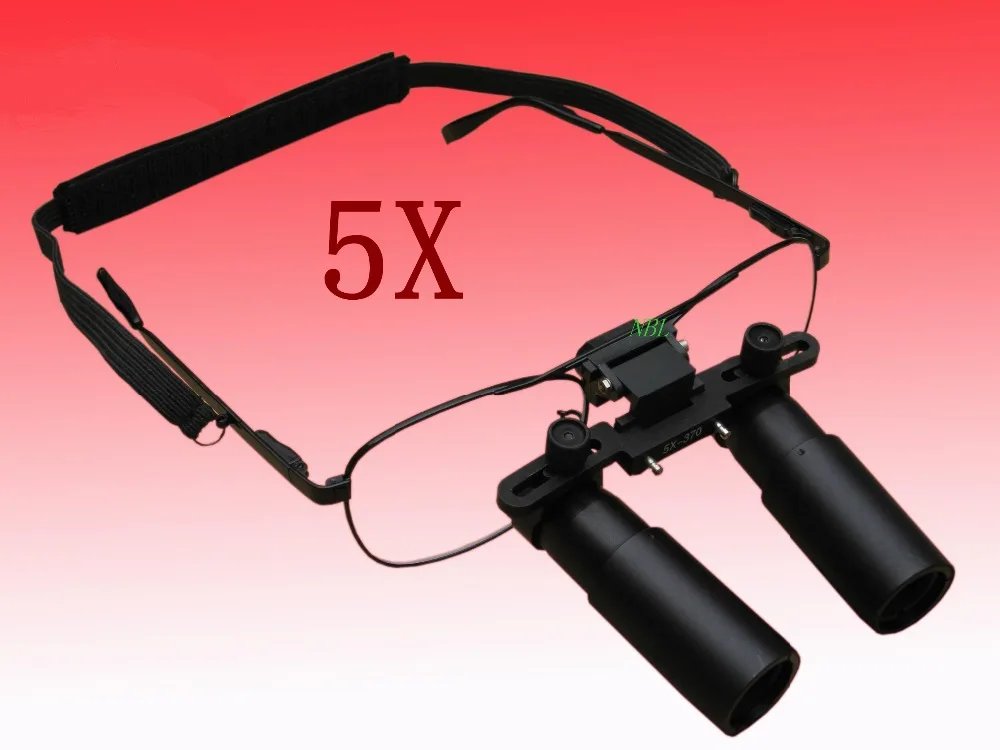 Professional 5X Black Dental Glasses Dental Surgical Magnifying Lens Medical Headband Dental Binocular Loupes For Dentistry