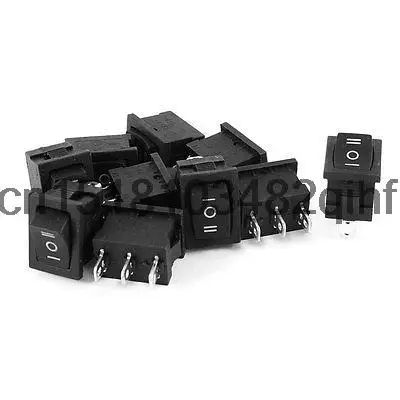 

10 Pcs Black SPDT 3 Terminals On/Off/On Rocker Switch AC 6A/250V 10A/125V