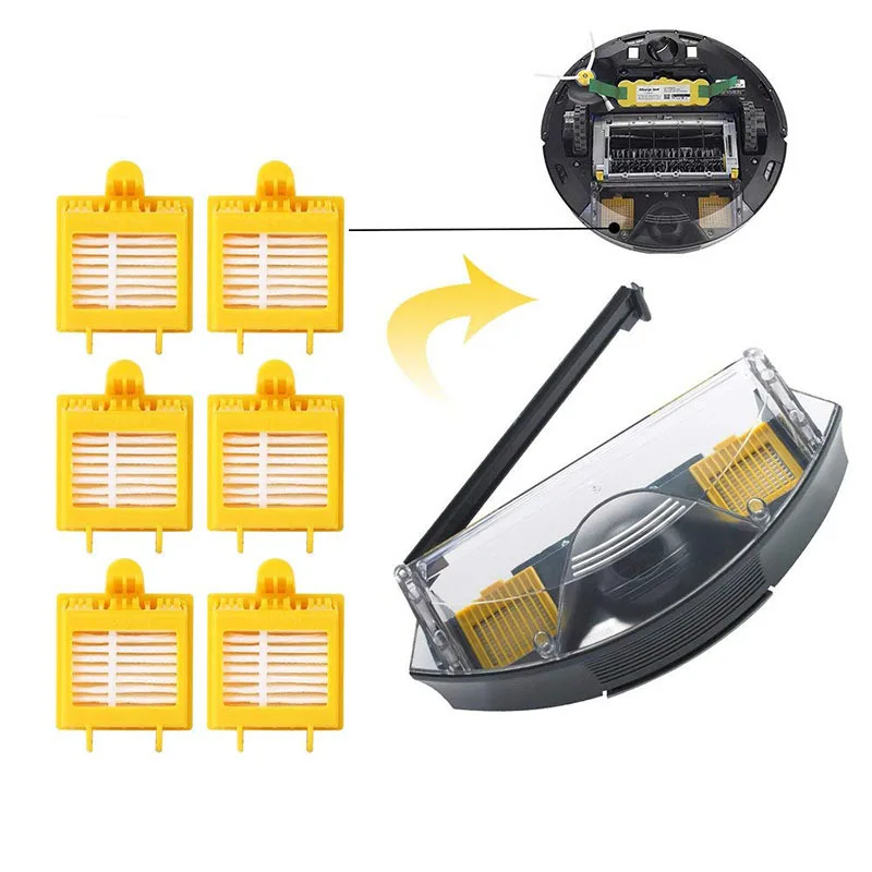 Escova de filtro hepa para robô aspirador roomba, conjunto de peças para modelos 700, 720, 750, 760, 765, 770, 772, 774, 775, 776, 780, 782, 785 e 786