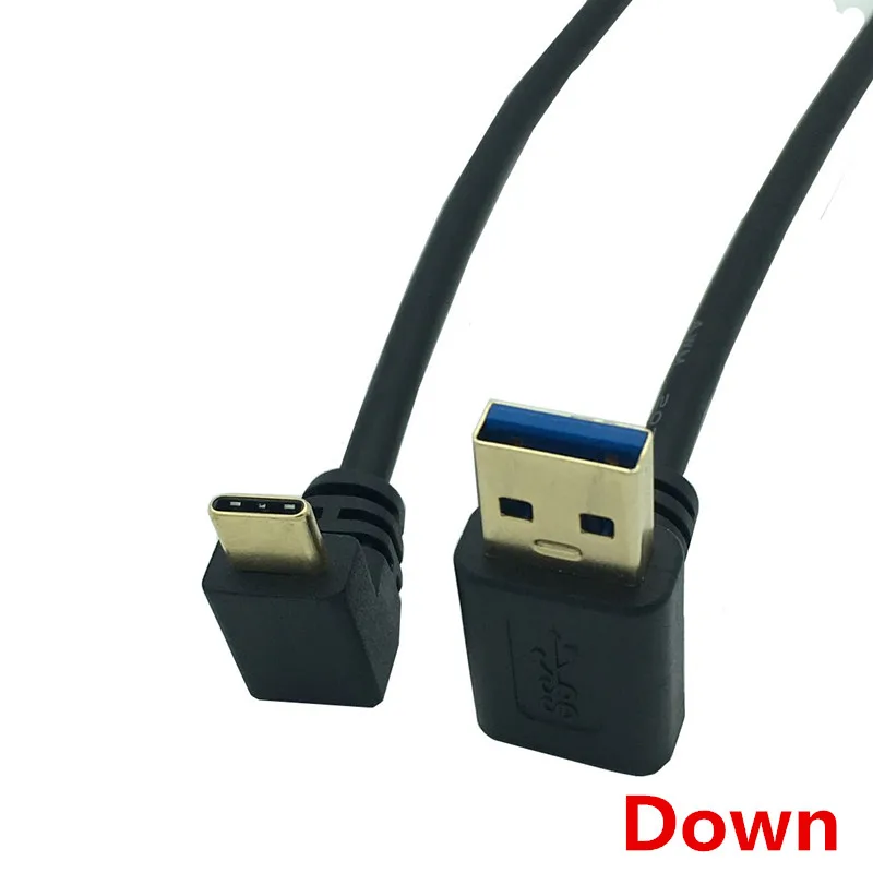 USB 데이터 동기화 및 충전 케이블 커넥터, 90 도 상하 각도 USB 3.0 수-USB3.1 C타입 수