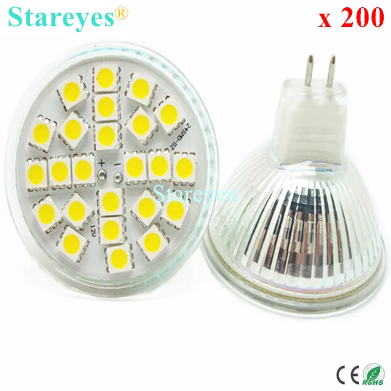 Free Shipping 200 pcs SMD 5050 24 LED 5W MR16 DC12V LED Spotlight Droplight bulb light downlight lamp lighting