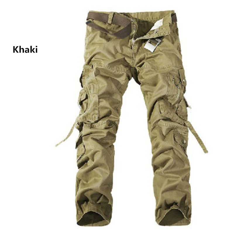 Men\'s Multi-Pockets Military Casual Loose Long Full Length Cargo Camouflage Pants Work Tactical Trousers Size 28-40