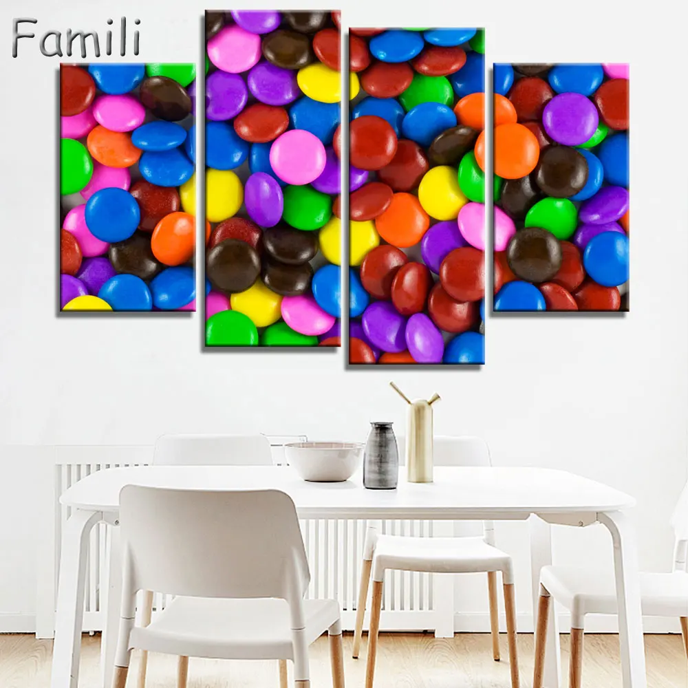 Canvas painting 4 panel Restaurant Fruits Orange grape green apple wall art Modern Modular pictures On for kitchen decor poster