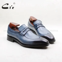 cie Square toe W-tips Handmade Slip-on 100% Genuine Calf Leather Outsole Breathable Men's Flats Dress/Casual Shoe loafer164/ 163