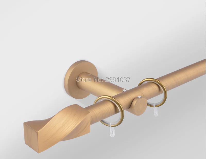 Modern Gold Double Curtain Rod Set, Aluminum Alloy Curtain Pole Accessories, Home Villa Window Wall Decor, Luxurious and Modern