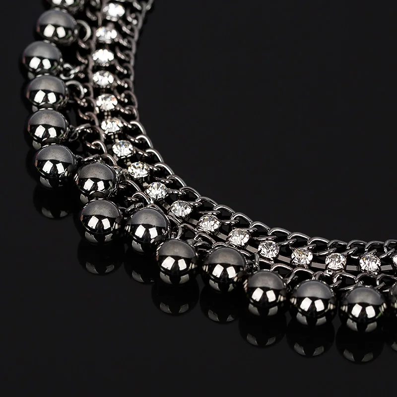 New Luxury Jewelry vintage Black Balls Crystal Necklace. Charm collar statement choker necklaces & pendants for women #N068