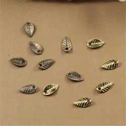 100pcs 4x7mm Antique Bronze/Rhodium/Silver Plated Small Leaf Charms Jewelry Charm DIY Necklace Bracelet Earrings Findings