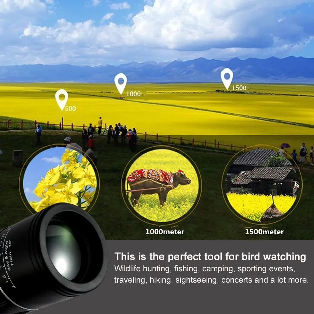 Telescopio Monocular de alta potencia para adultos y niños, Prisma de potencia compacto, alcance Monocular HD para regalos