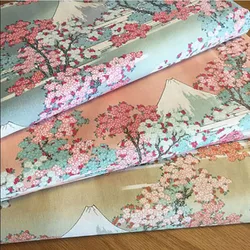 Larghezza 140 cm, Tessuto popeline di cotone giapponese elasticizzato, Tessuto di cotone con stampa di fiori di ciliegio Fuji, Patchwork di cucito, Fai da te, Abito da ragazza