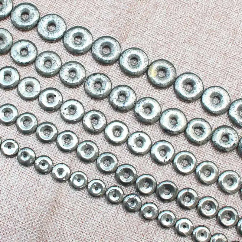 Natural Pyrite  Circle Donut shape Beads 15inch per strand,For DIY Jewelry Making !We provide mixed wholesale for all items!