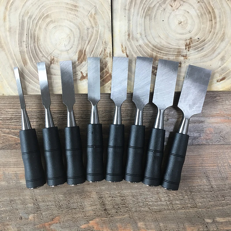 8Pcs Wood Chisel Wood Carving Tools 6mm to 38mm Tail With Rivets Wood Carving Carpenter Tools