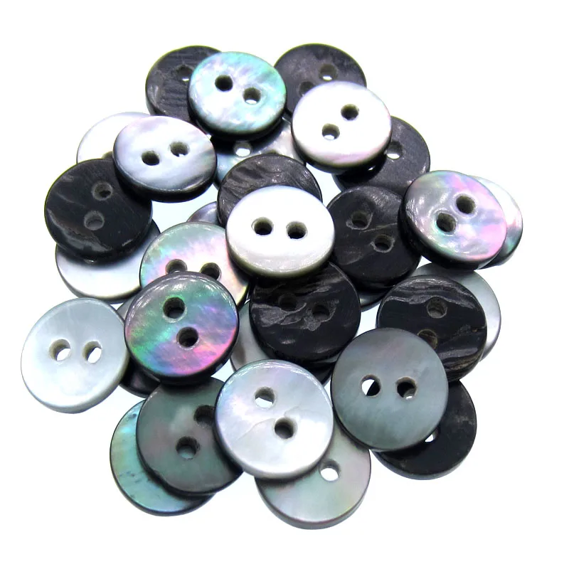 30Pcs Black mother of pearl shirt buttons natural shell buttons black iridescent Buttons 9mm~11.5mm