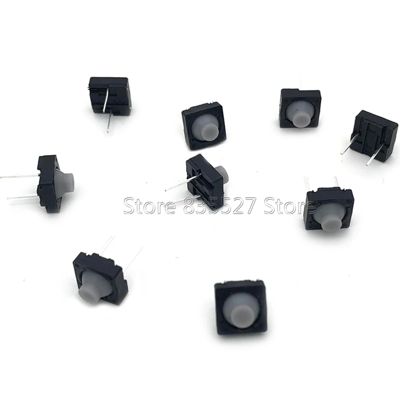 20pcs/lot 8*8 2 Pin feet 8 * 8 mm conductive key switch silent silicone button switch tact Switch no sound micro