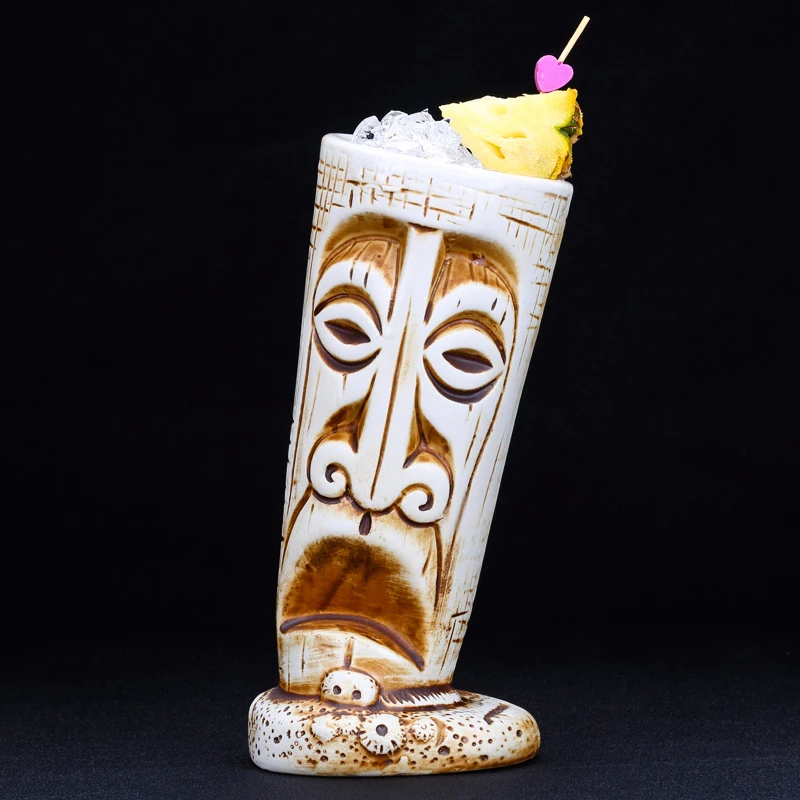 

530ml Hawaii Tiki Mugs Cocktail Cup Beer Beverage Mug Wine Mug Ceramic Easter Islander Tiki Mugs Bar Tools Barware