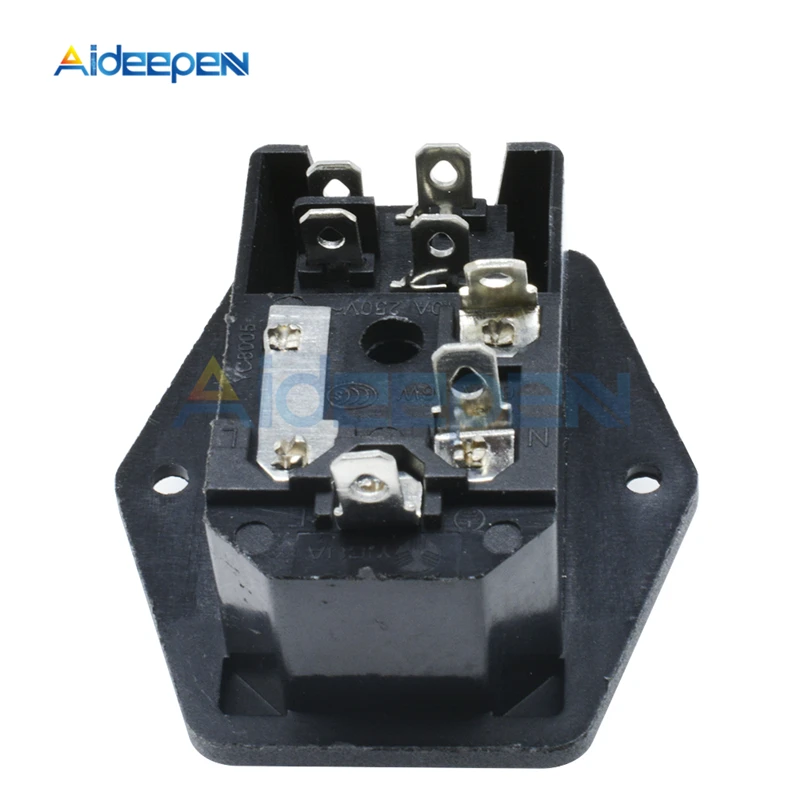 1 قطعة AC 250V 10A أسود أحمر الطاقة المقبس 3 دبوس محطة مع الصمامات حامل الروك الطاقة المقبس الأحمر ضوء 3P محطة