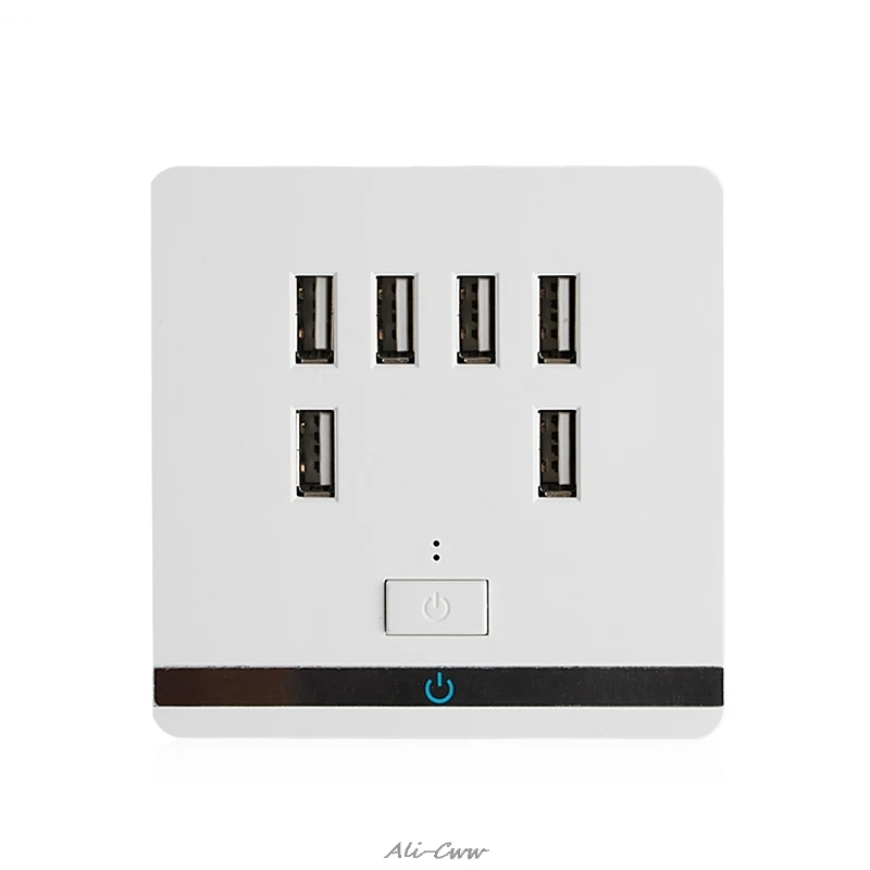 3.4A 6 Port USB Wall socket Outlet Charger Power Socket Receptacle Plate Panel Switch