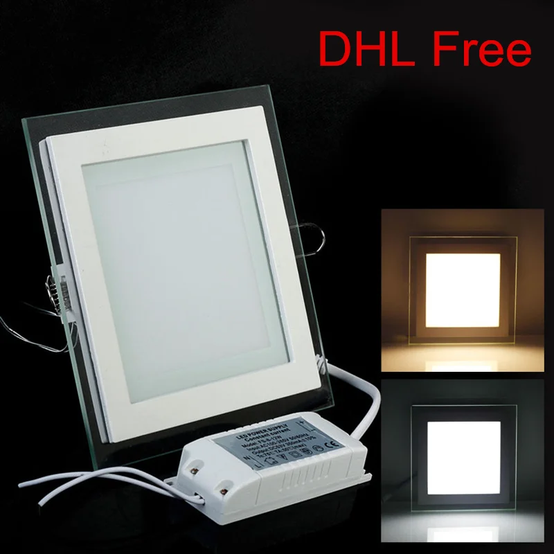 

30pcs/lot 9W LED Square Recessed Glass LED Downlight Free shipping