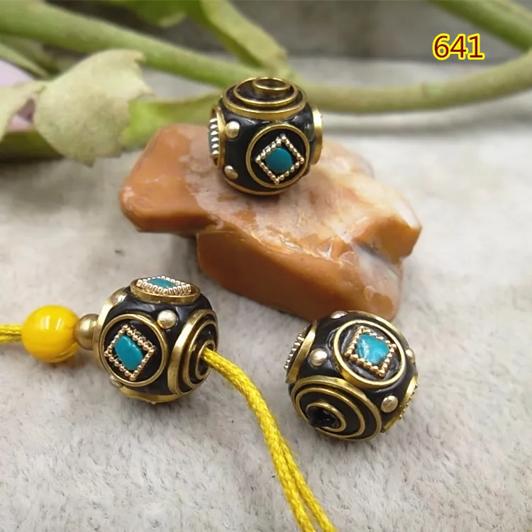 5pcs/lot Craft Handmade Copper Nepal Spacer Beads 12x13mm Ethnic Decoration Brass Charm Accessories DIY Jewelry Making Unisex