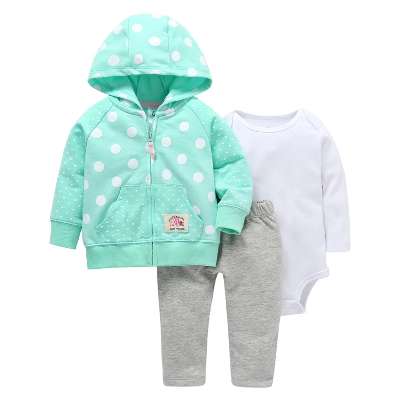 2025 New Bebe Baby Girls Boys Clothes Hooded Cotton Fleece Sweater+Trousers+Bodysuits Winter 3 Pieces Sets Newborn baby clothing