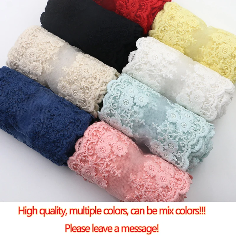 Mesh Lace Trim Embroidery for DIY Garment, Needlework Sewing Accessories, Fabric Clothing Decoration 418, 14Yards, 13cm Width