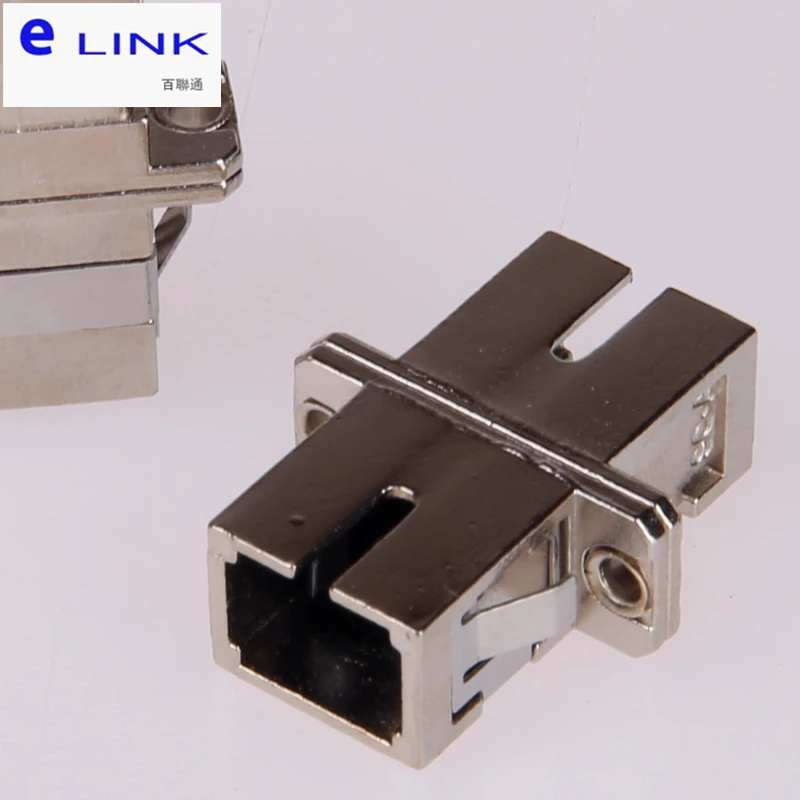 Adaptador de fibra SC Metal Simplex conector de fibra óptica acoplador ftth carcasa de metal SM MM suministro de fábrica ELINK SC-SC