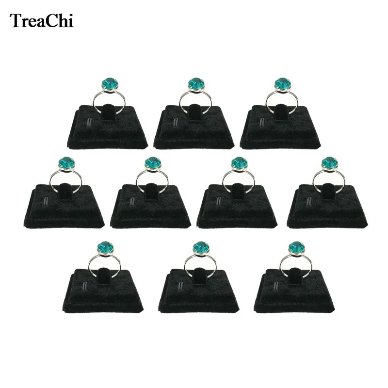 

Wholesale 10 Pcs Mini Velvet Square Jewelry Display Sheet Black Ring Jewelry Organizer Storage Display Stand 4*4 CM