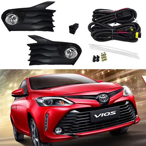 

JanDeNing Car Fog Lights For Toyota Vios 2017 ~ 2018 Halogen bulb Clear Front Fog Lamp Assembly kit (one Pair)