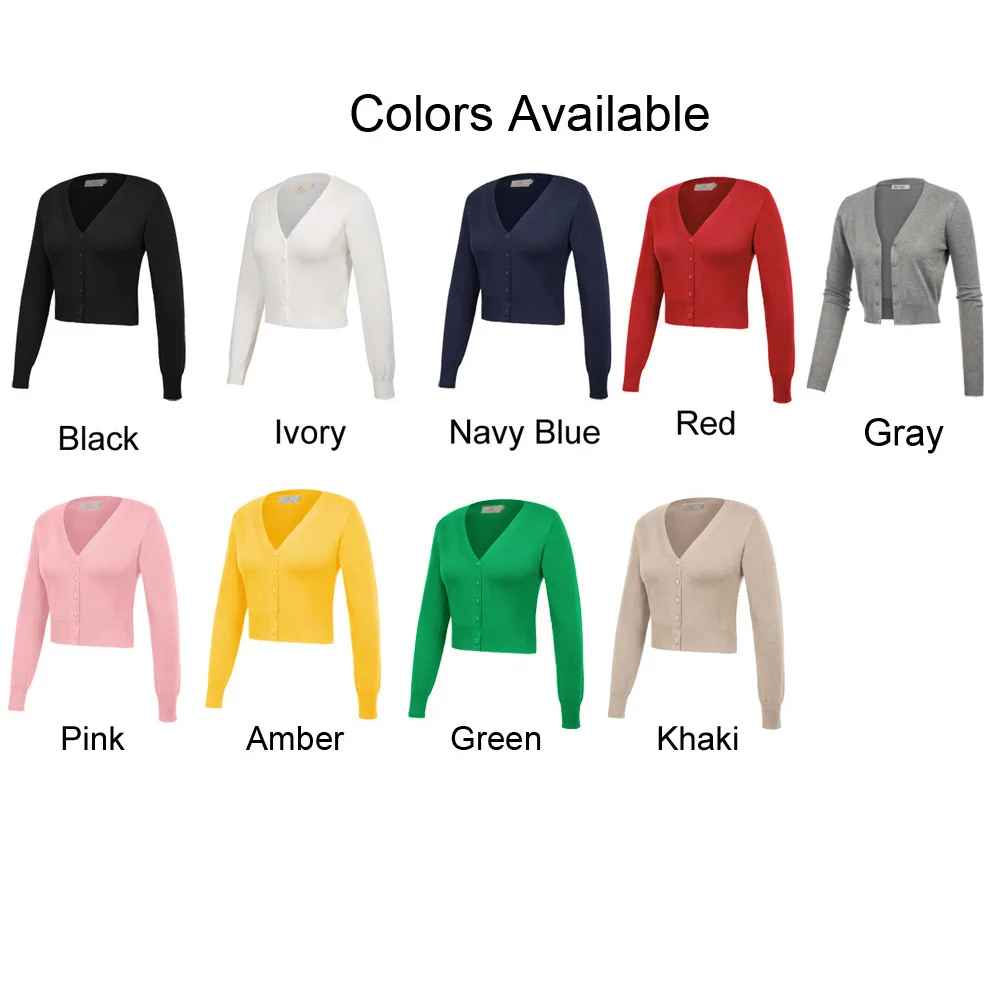 Grace Karin sweater Women Nine Point Sleeve V-Neck buttons decor Cropped Cotton ladies tops Knitwear Knitting Coat Cardigan tops